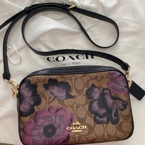 COACH Camera Bag Crossbody Khaki and Purple